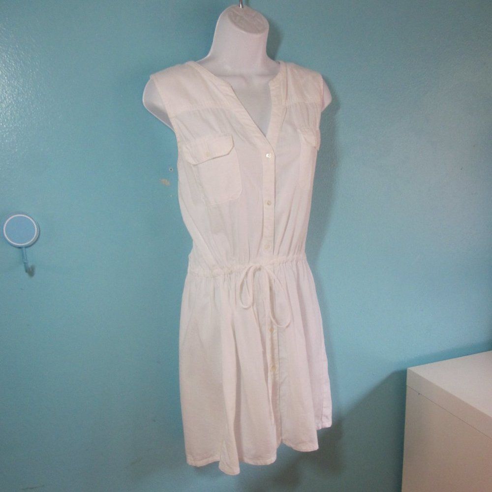 Soft Joie Womens Size S White Button Front Casual Mini Dress Tie Waist Summer